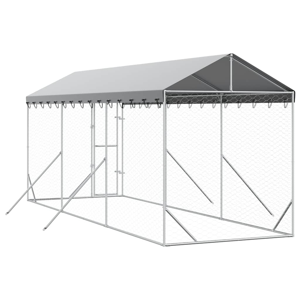 Ezüstszínű horganyzott acél kutyakennel tetővel 2x6x2,5 m - Image 4