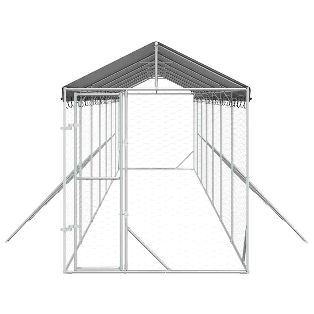Ezüstszínű horganyzott acél kutyakennel tetővel 2x14x2,5 m - Image 3
