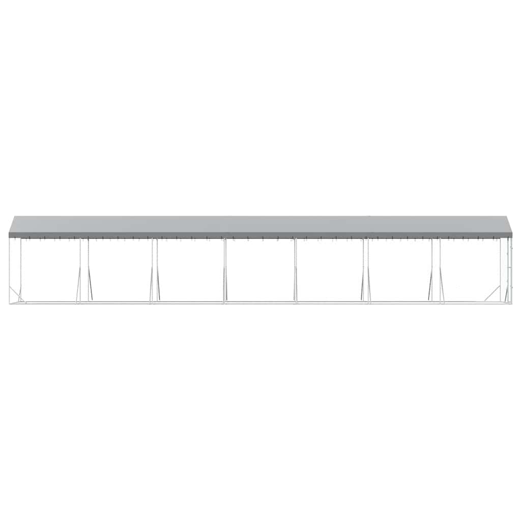 Ezüstszínű horganyzott acél kutyakennel tetővel 2x14x2,5 m - Image 5