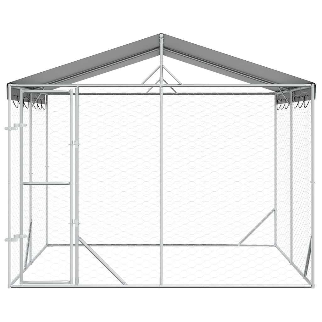 Ezüstszínű horganyzott acél kutyakennel tetővel 3x3x2,5 m - Image 3