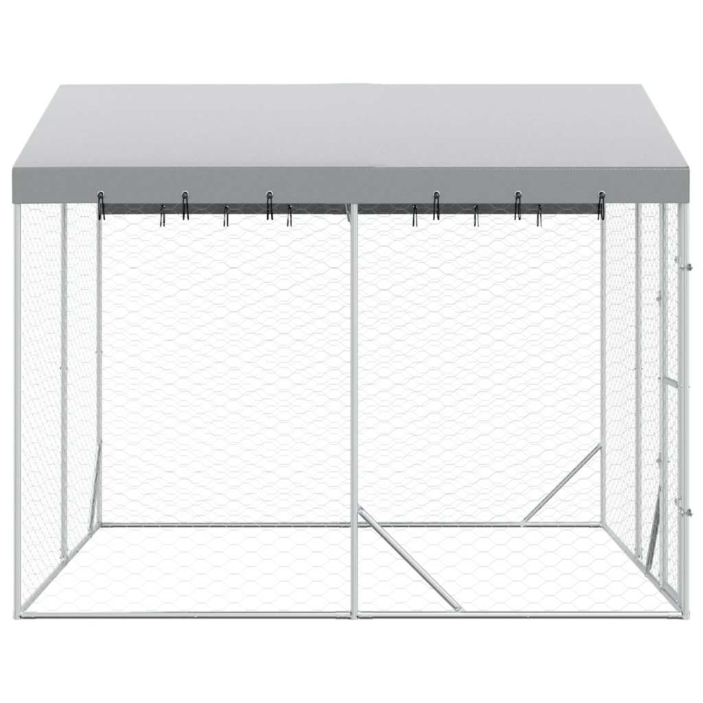 Ezüstszínű horganyzott acél kutyakennel tetővel 3x3x2,5 m - Image 5