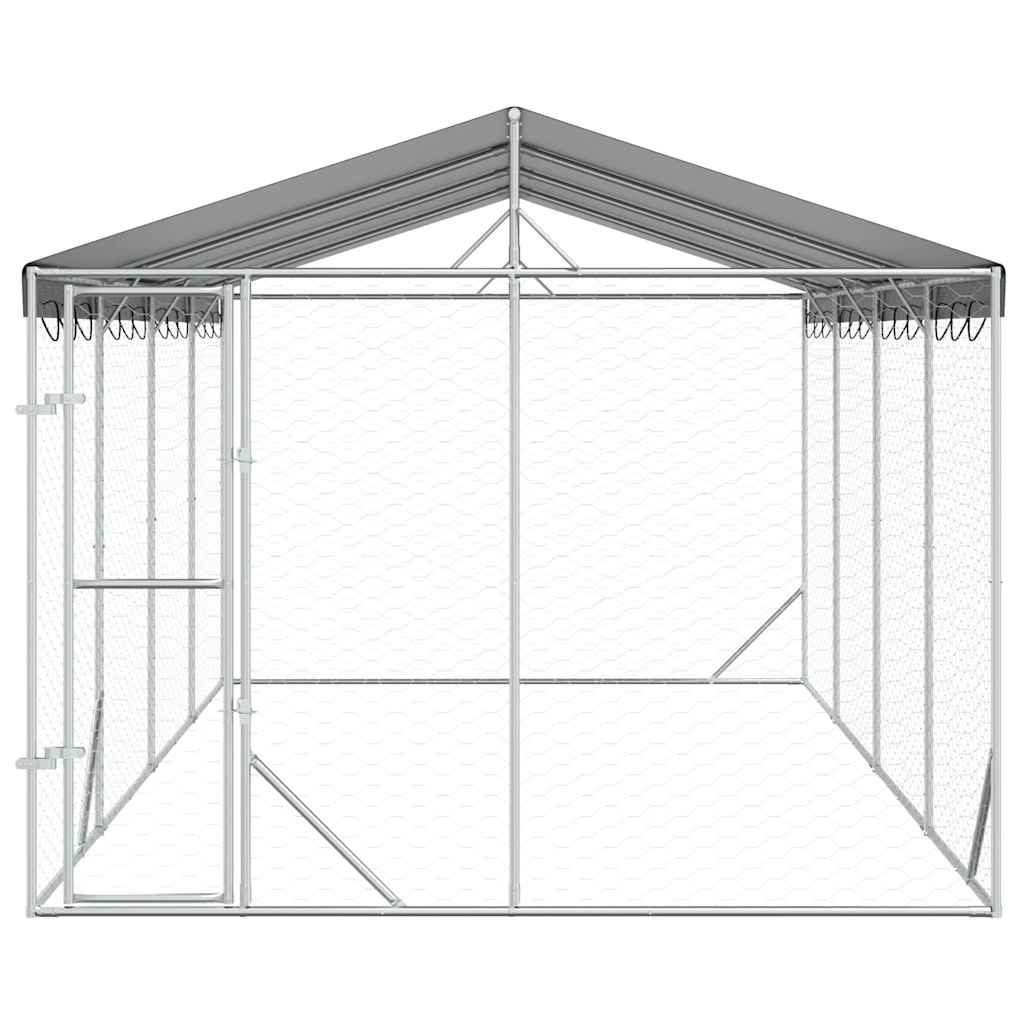 Ezüstszínű horganyzott acél kutyakennel tetővel 3x6x2,5 m - Image 3