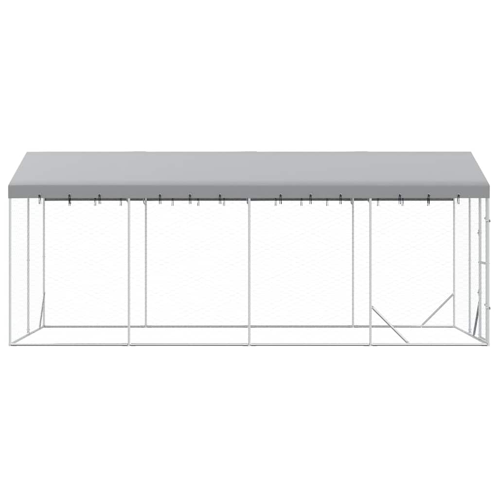 Ezüstszínű horganyzott acél kutyakennel tetővel 3x6x2,5 m - Image 5