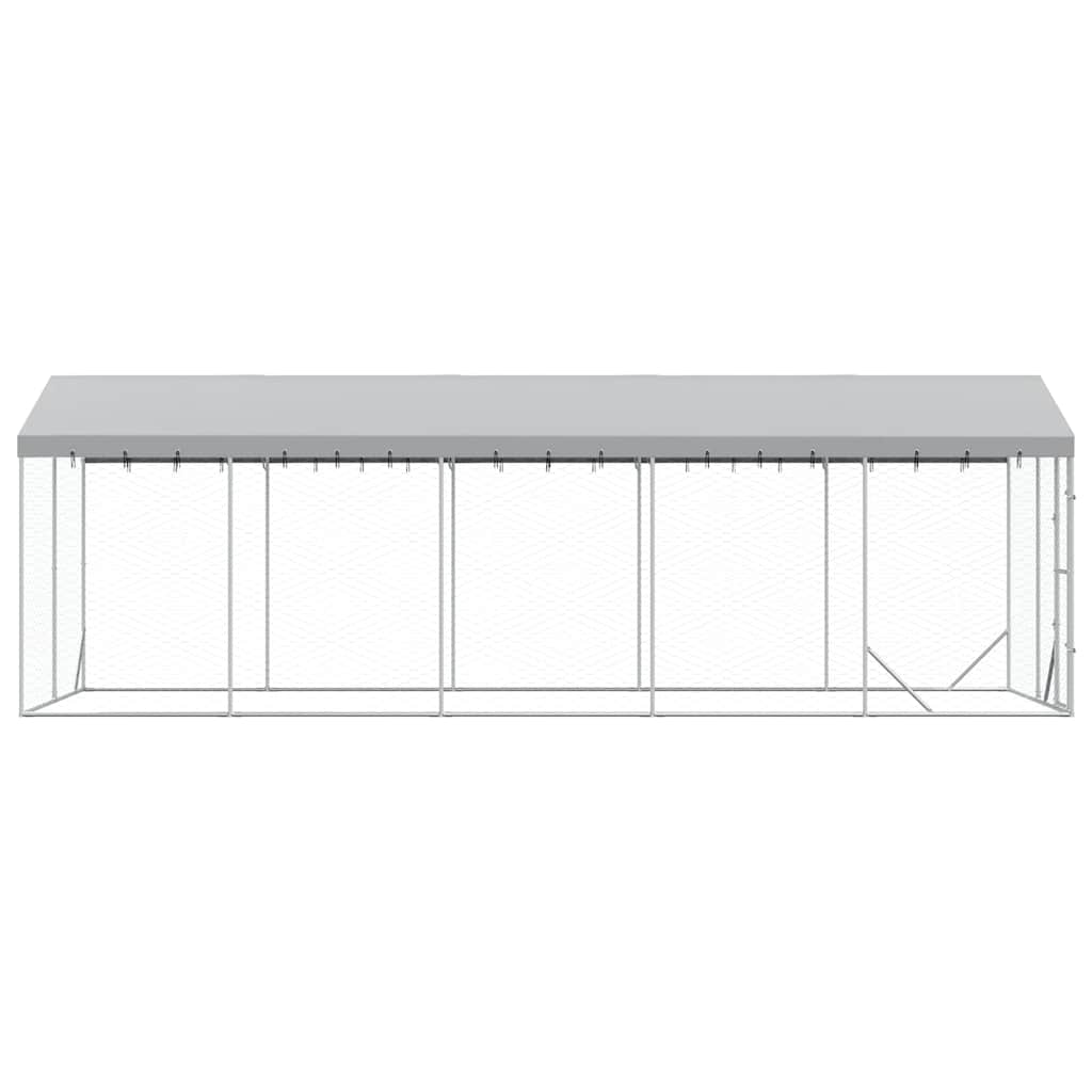 Ezüstszínű horganyzott acél kutyakennel tetővel 3x7,5x2,5 m - Image 5