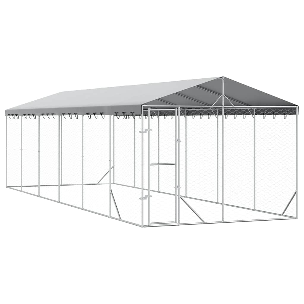 Ezüstszínű horganyzott acél kutyakennel tetővel 3x9x2,5 m - Image 2