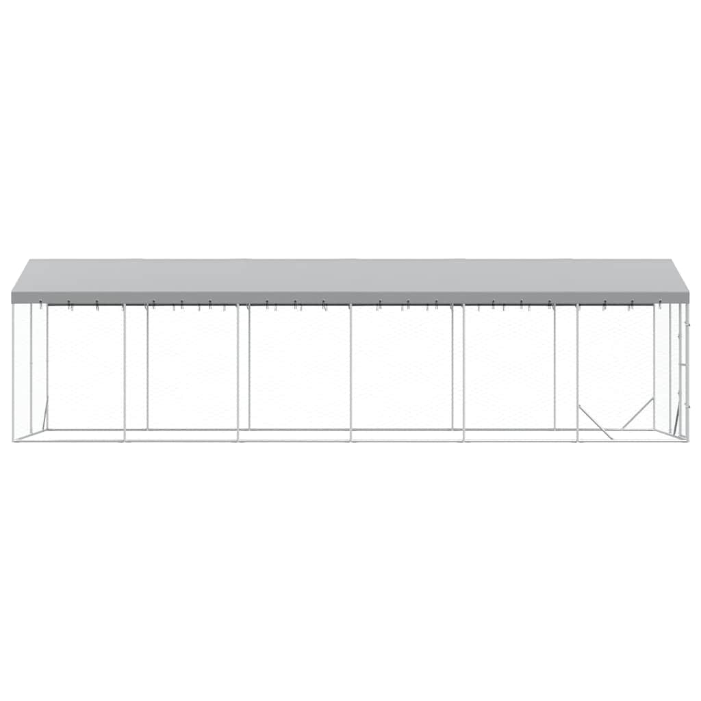 Ezüstszínű horganyzott acél kutyakennel tetővel 3x9x2,5 m - Image 5