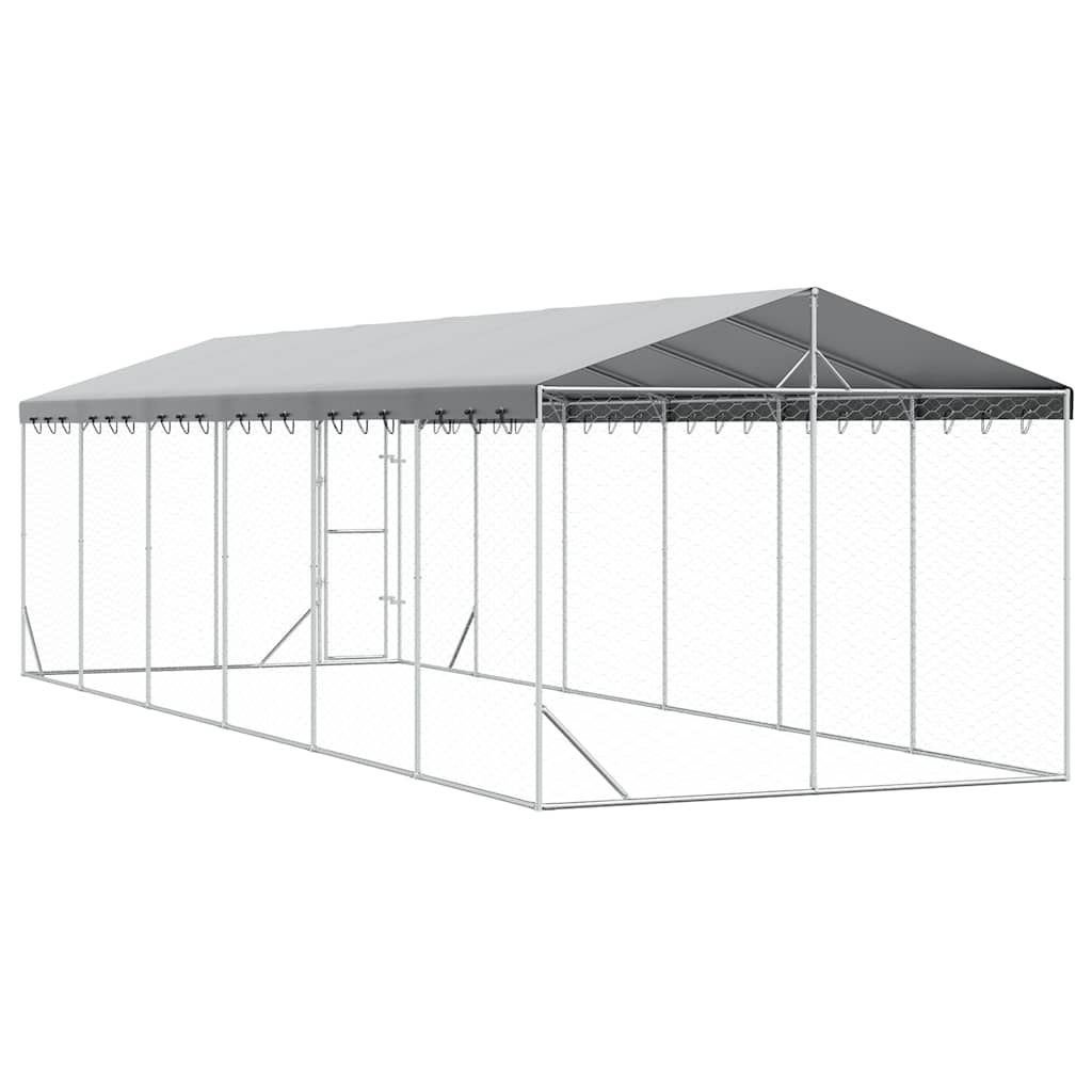 Ezüstszínű horganyzott acél kutyakennel tetővel 3x9x2,5 m - Image 4