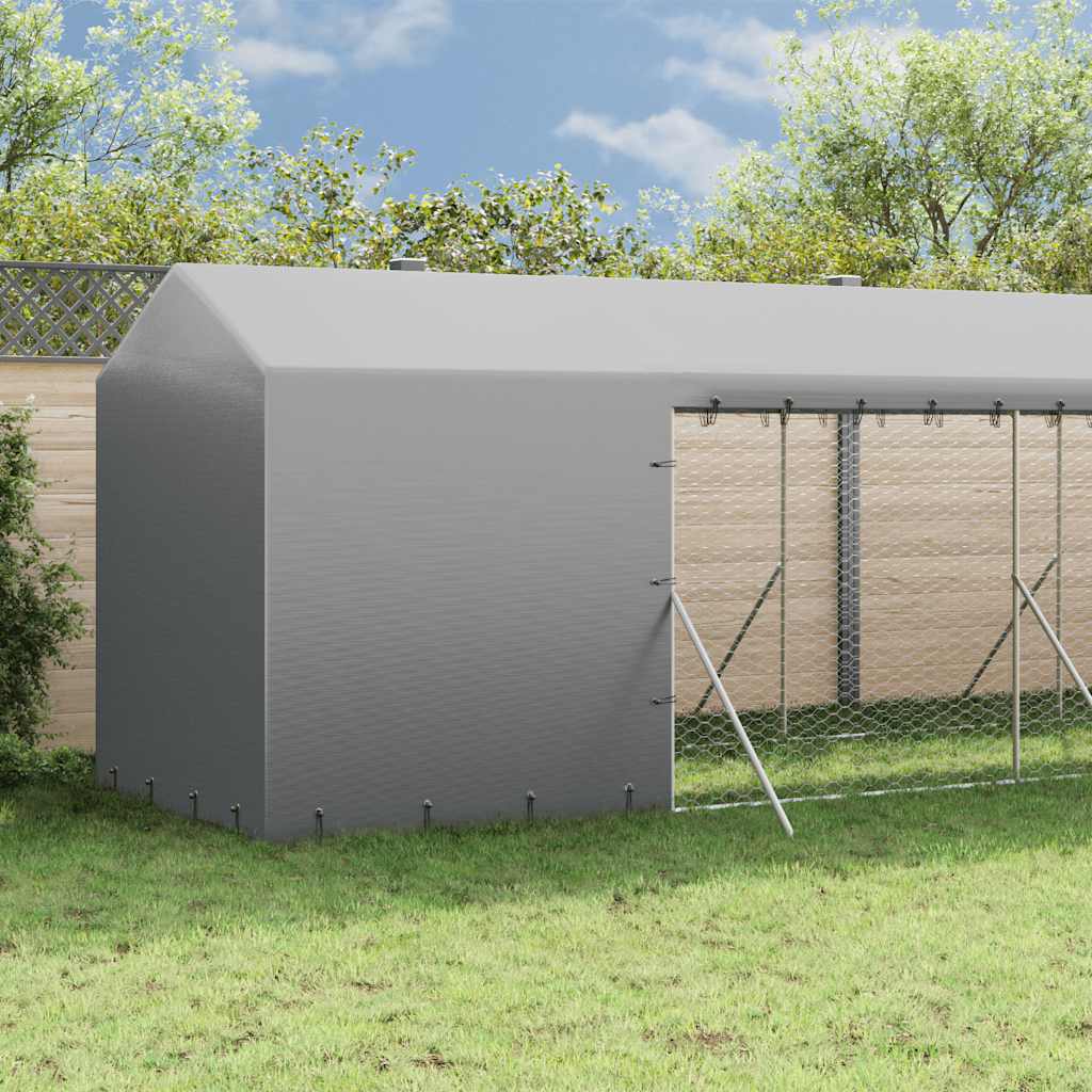 Ezüstszínű horganyzott acél kutyakennel tetővel 2x14x2,5 m - Image 3