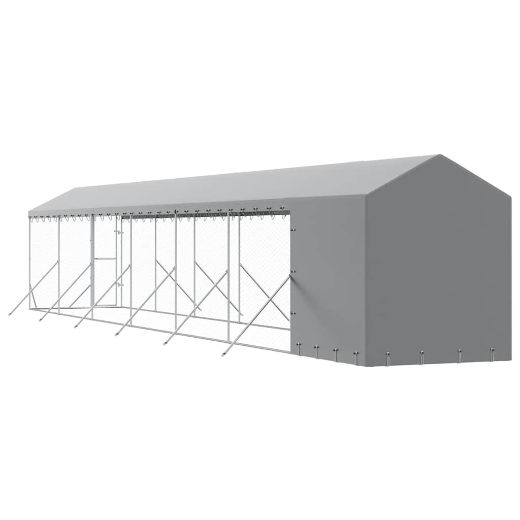 Ezüstszínű horganyzott acél kutyakennel tetővel 2x14x2,5 m - Image 5