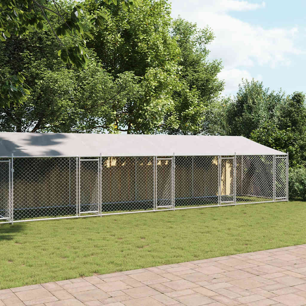 Szürke horganyzott acél kutyaketrec tetővel és ajtókkal 10x2x2m - Image 3