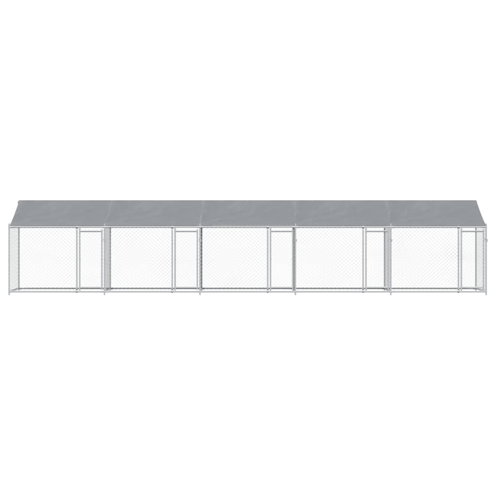 Szürke horganyzott acél kutyaketrec tetővel és ajtókkal 10x2x2m - Image 4