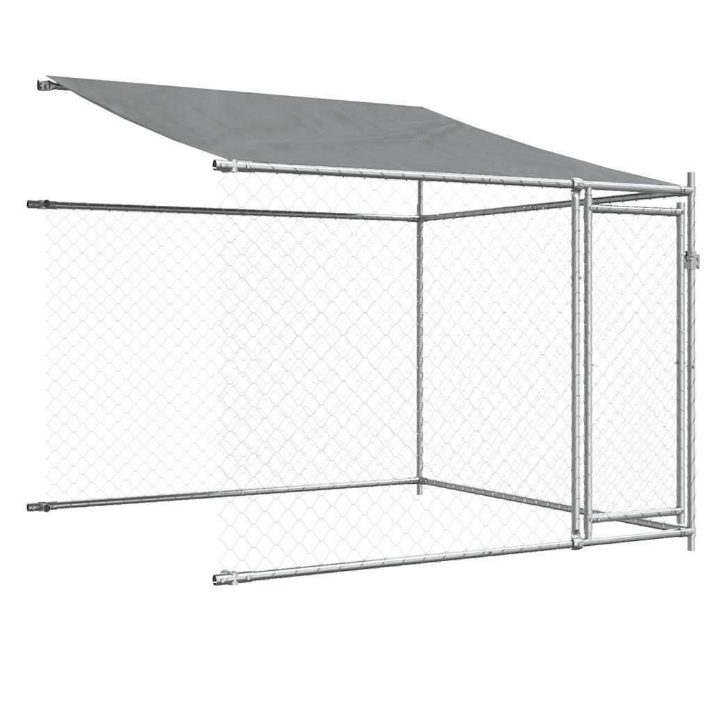Szürke horganyzott acél kutyaketrec tetővel és ajtókkal 10x2x2m - Image 5