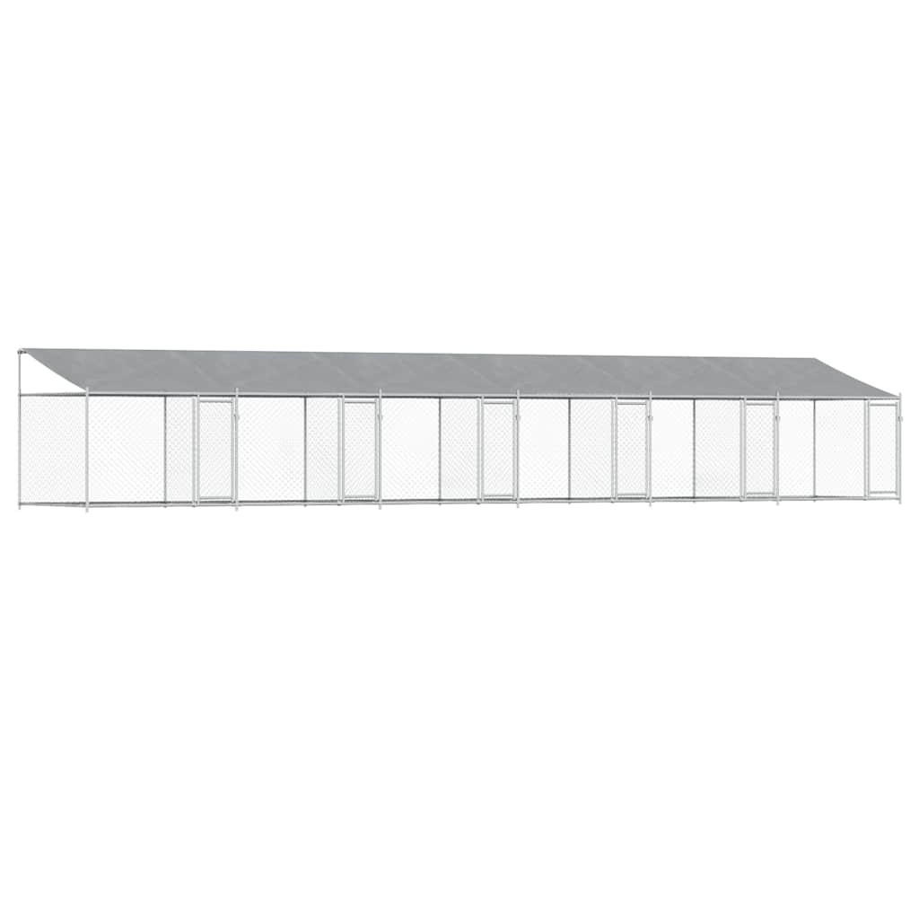 Szürke horganyzott acél kutyaketrec tetővel és ajtókkal 12x2x2m - Image 2
