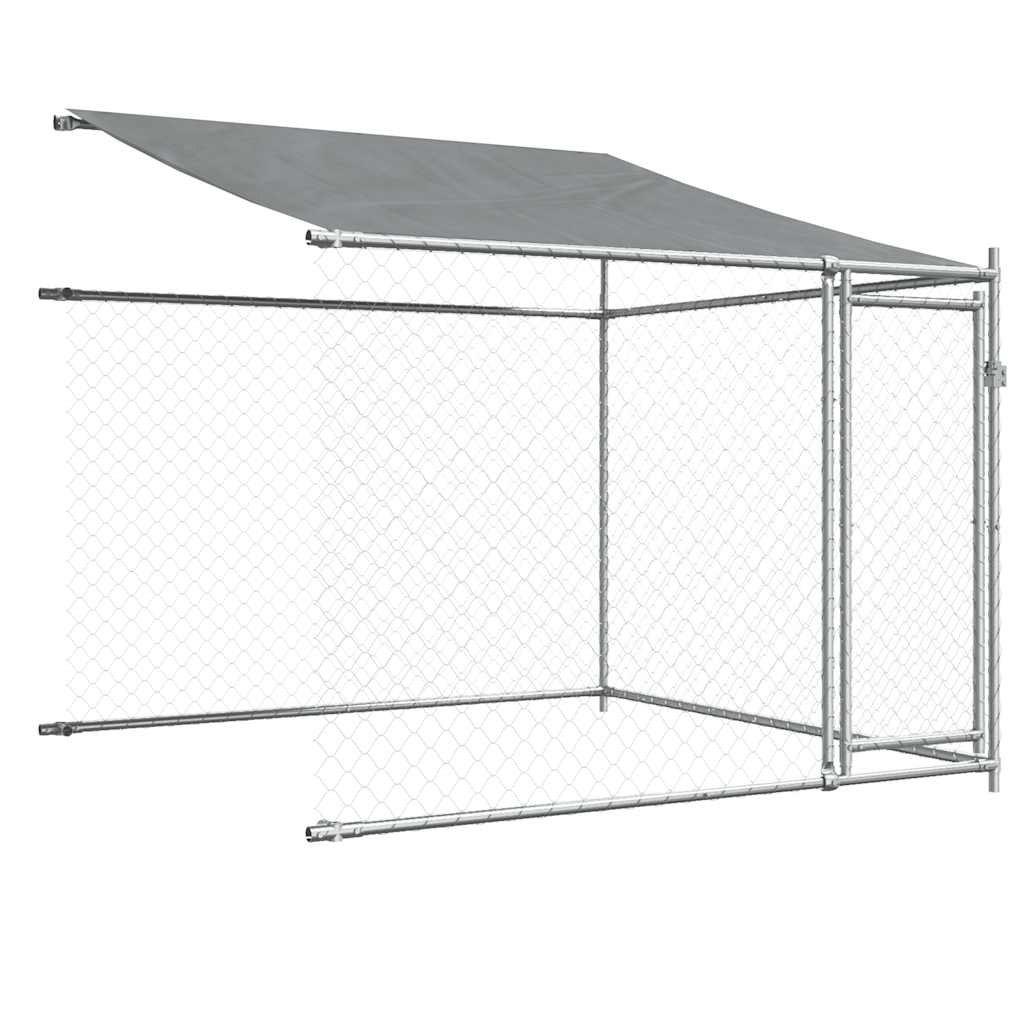 Szürke horganyzott acél kutyaketrec tetővel és ajtókkal 12x2x2m - Image 5