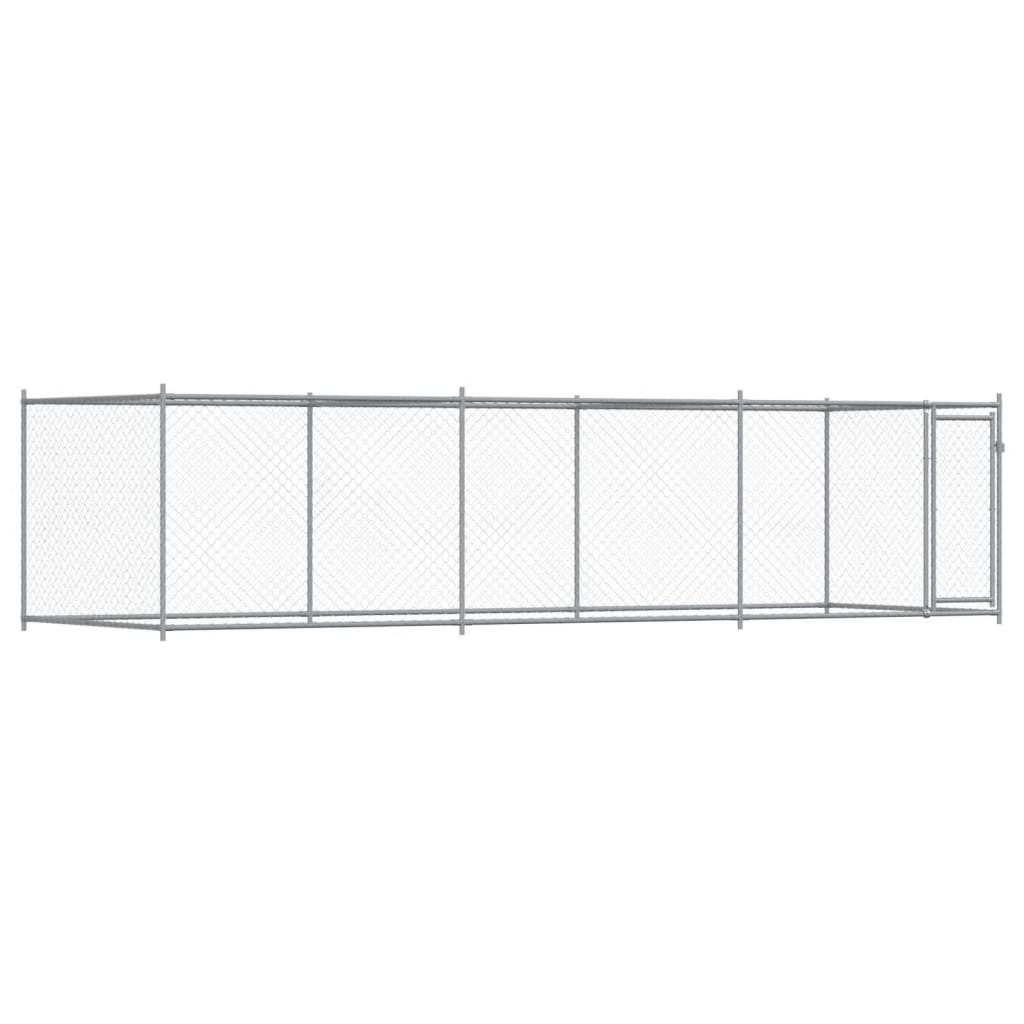 Szürke horganyzott acél kutyaketrec ajtóval 6 x 2 x 1,5 m - Image 2
