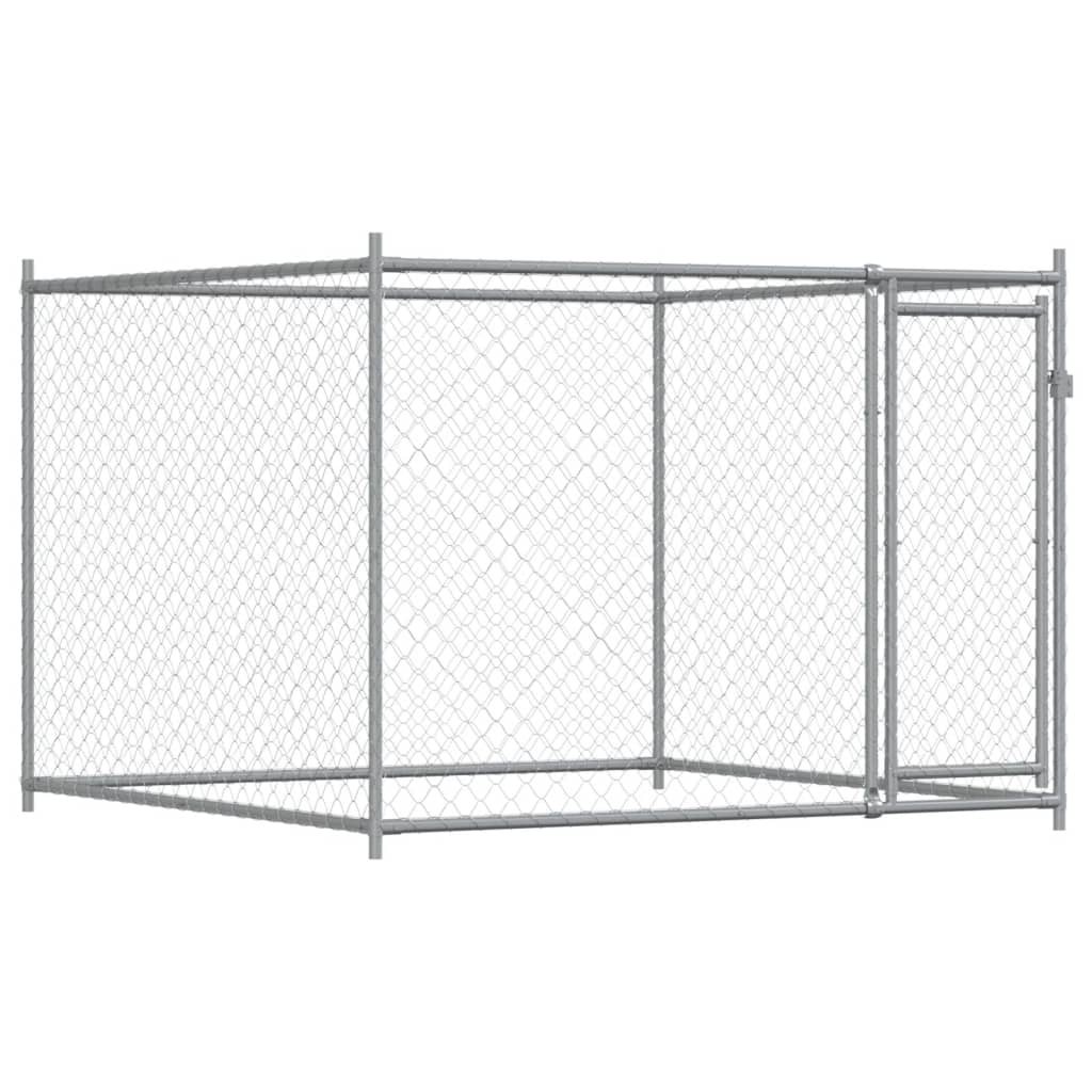 Szürke horganyzott acél kutyaketrec ajtóval 6 x 2 x 1,5 m - Image 5