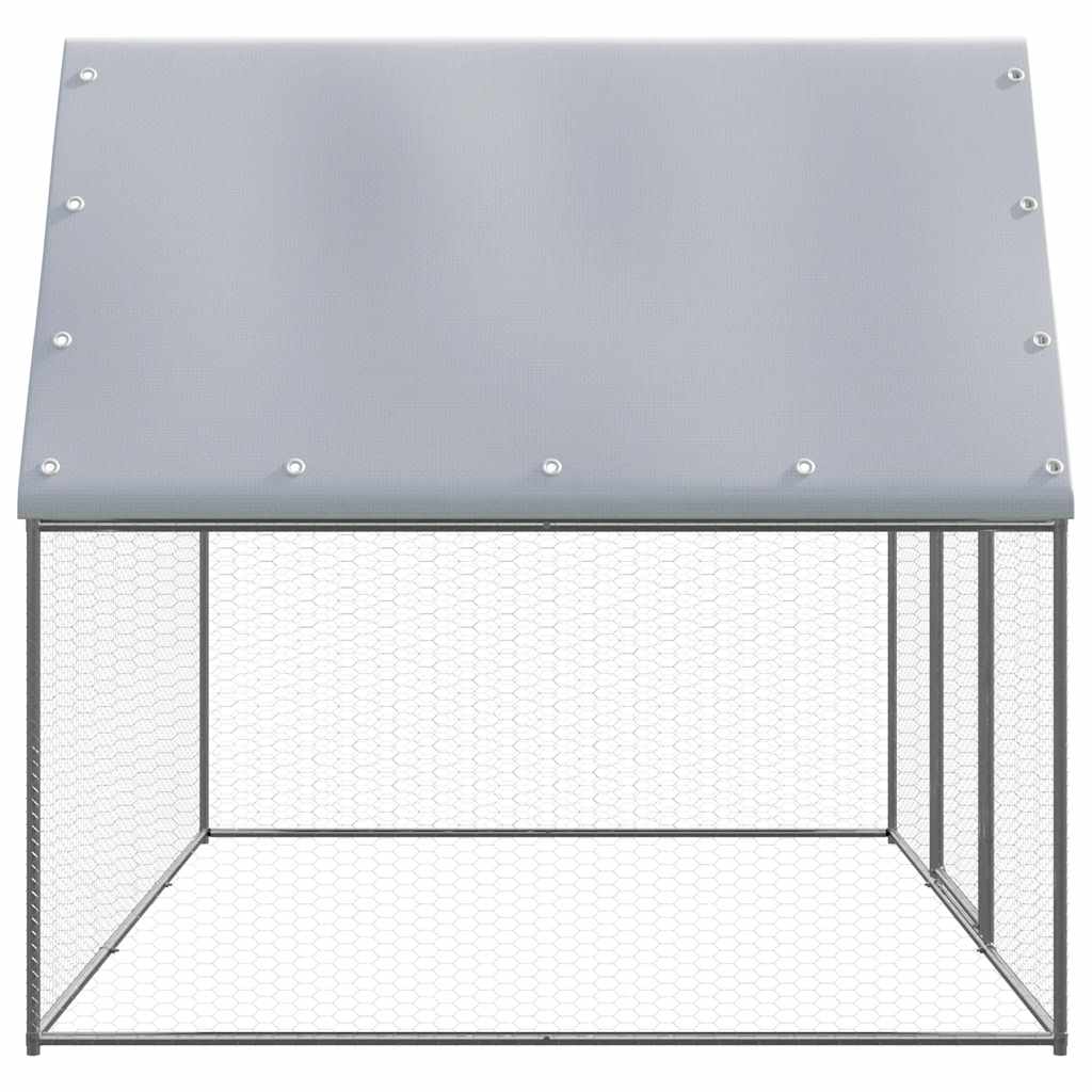 Ezüst és szürke horganyzott acél csirkeketrec 3 x 2 x 2 m - Image 3