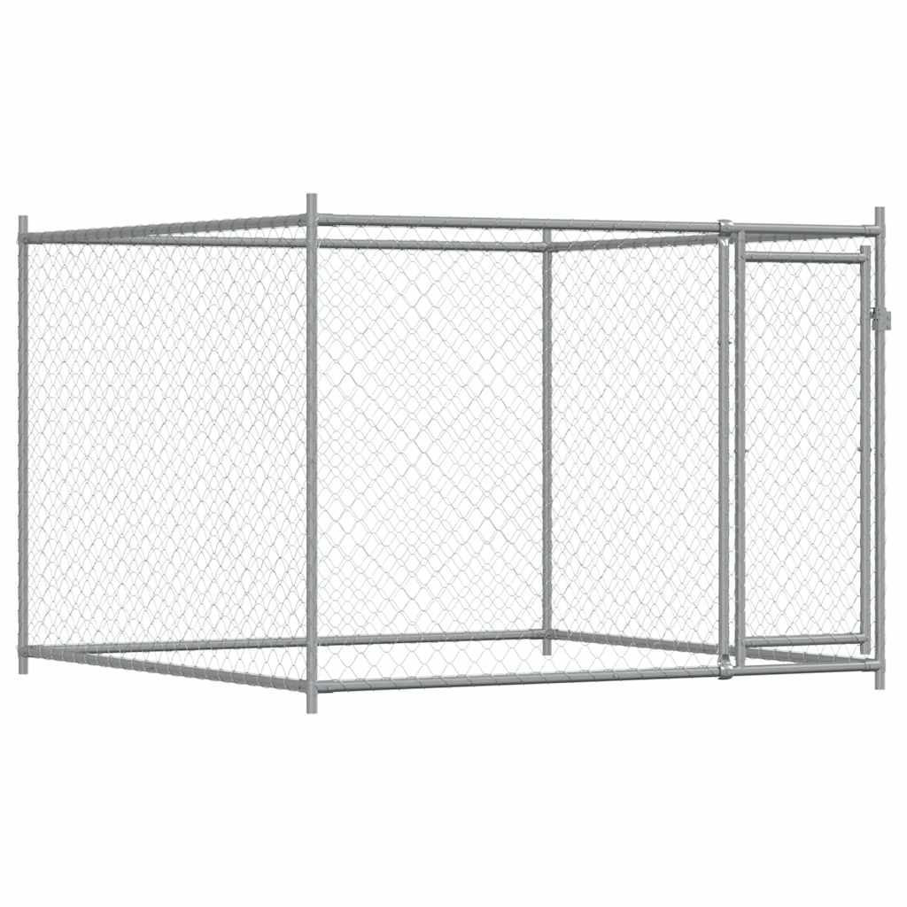 Szürke horganyzott acél kutyaláda ajtóval 2x2x1,5 m - Image 2