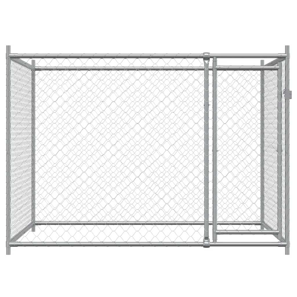 Szürke horganyzott acél kutyaláda ajtóval 2x2x1,5 m - Image 4