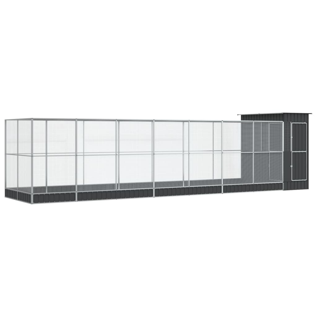 Ezüstszínű acél madárház bővítménnyel 830 x 203 x 216 cm - Image 2