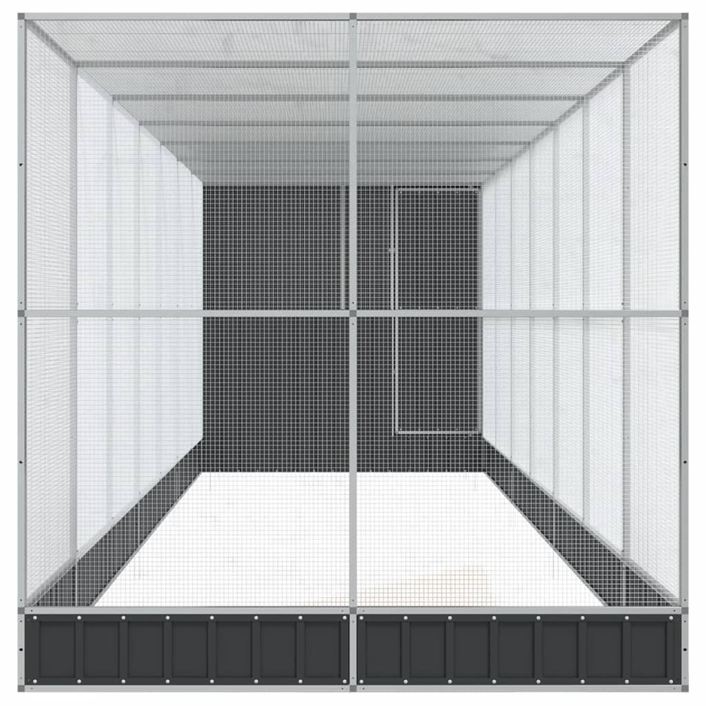Ezüstszínű acél madárház bővítménnyel 830 x 203 x 216 cm - Image 5