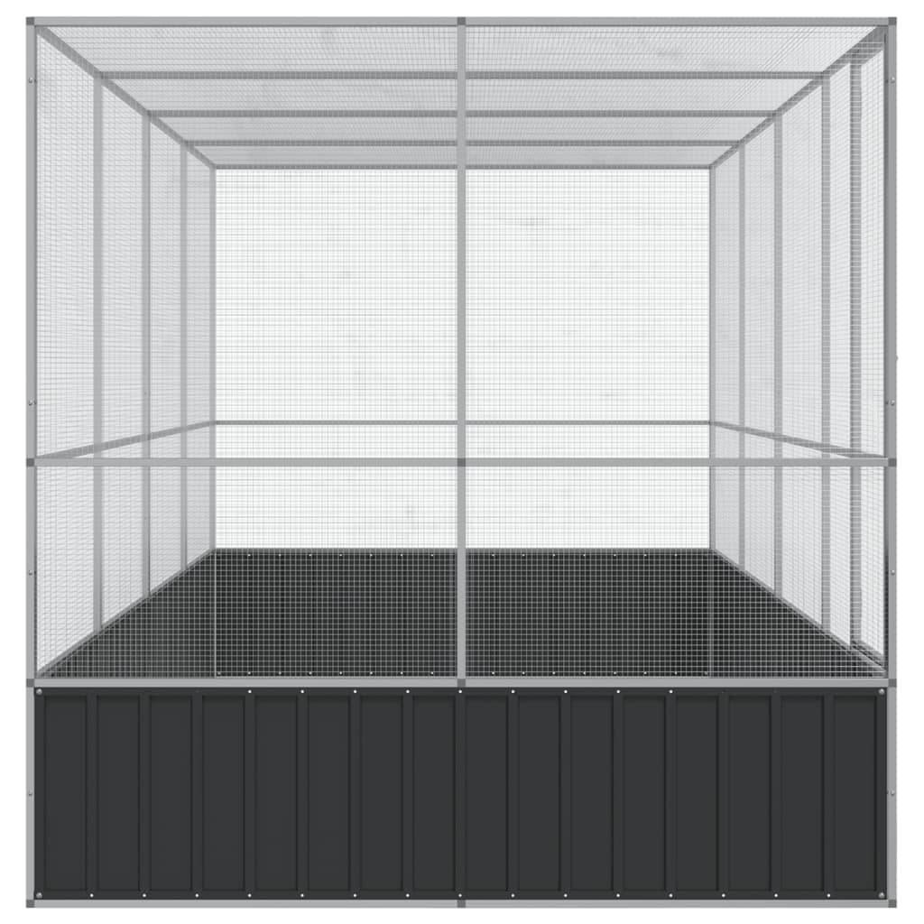 Ezüst színű acél madárház kiterjesztésekkel 418 x 207 x 212 cm - Image 5