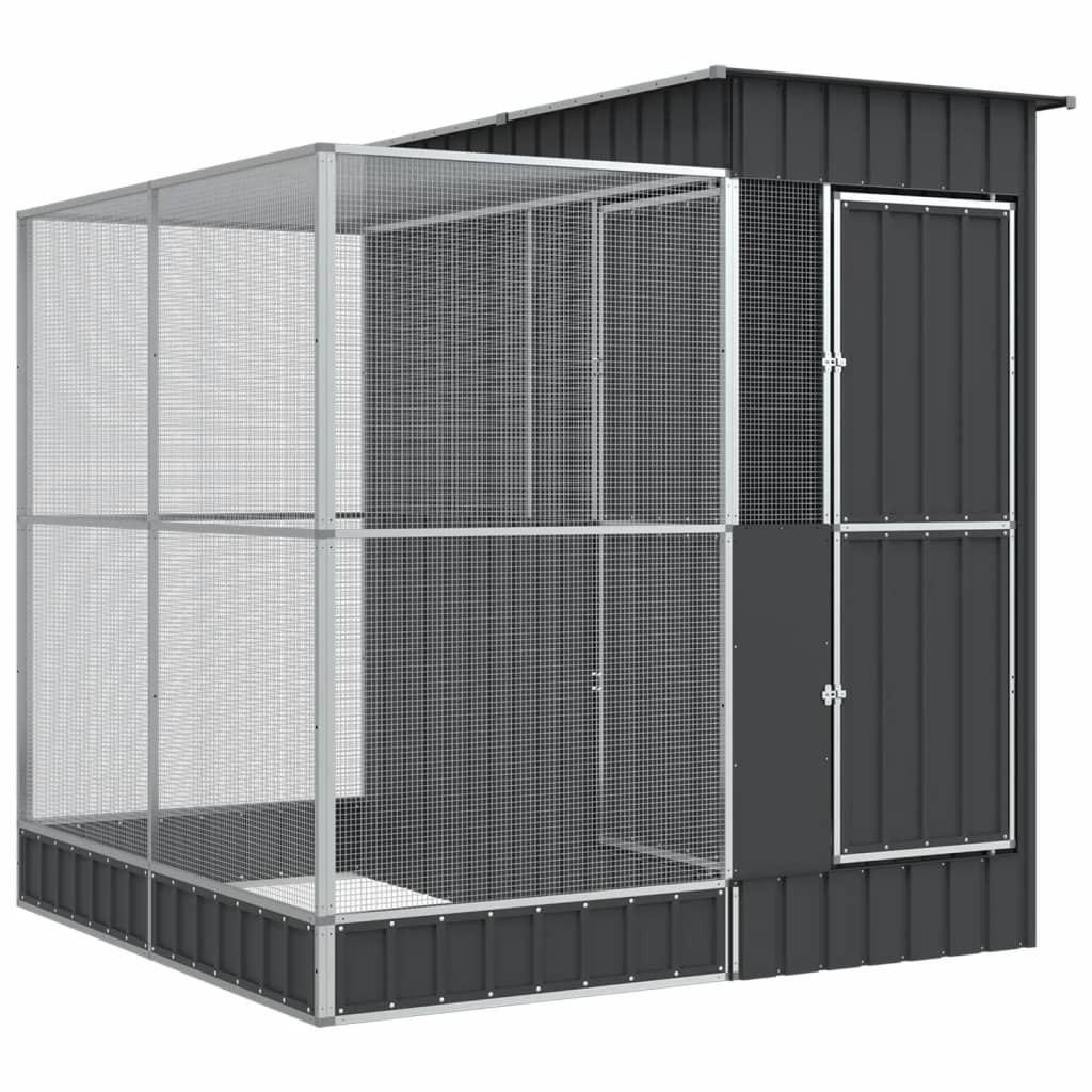 Ezüst színű acél madárház kiterjesztésekkel 209 x 203 x 216 cm - Image 2