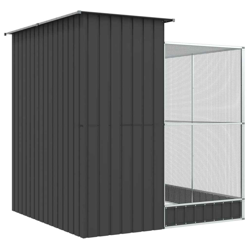 Ezüst színű acél madárház kiterjesztésekkel 209 x 203 x 216 cm - Image 4