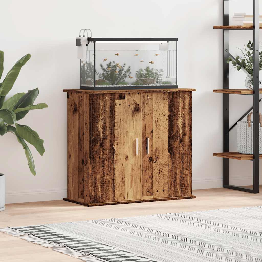 Antik fa színű szerelt fa akváriumállvány 81x36x73 cm - Image 3