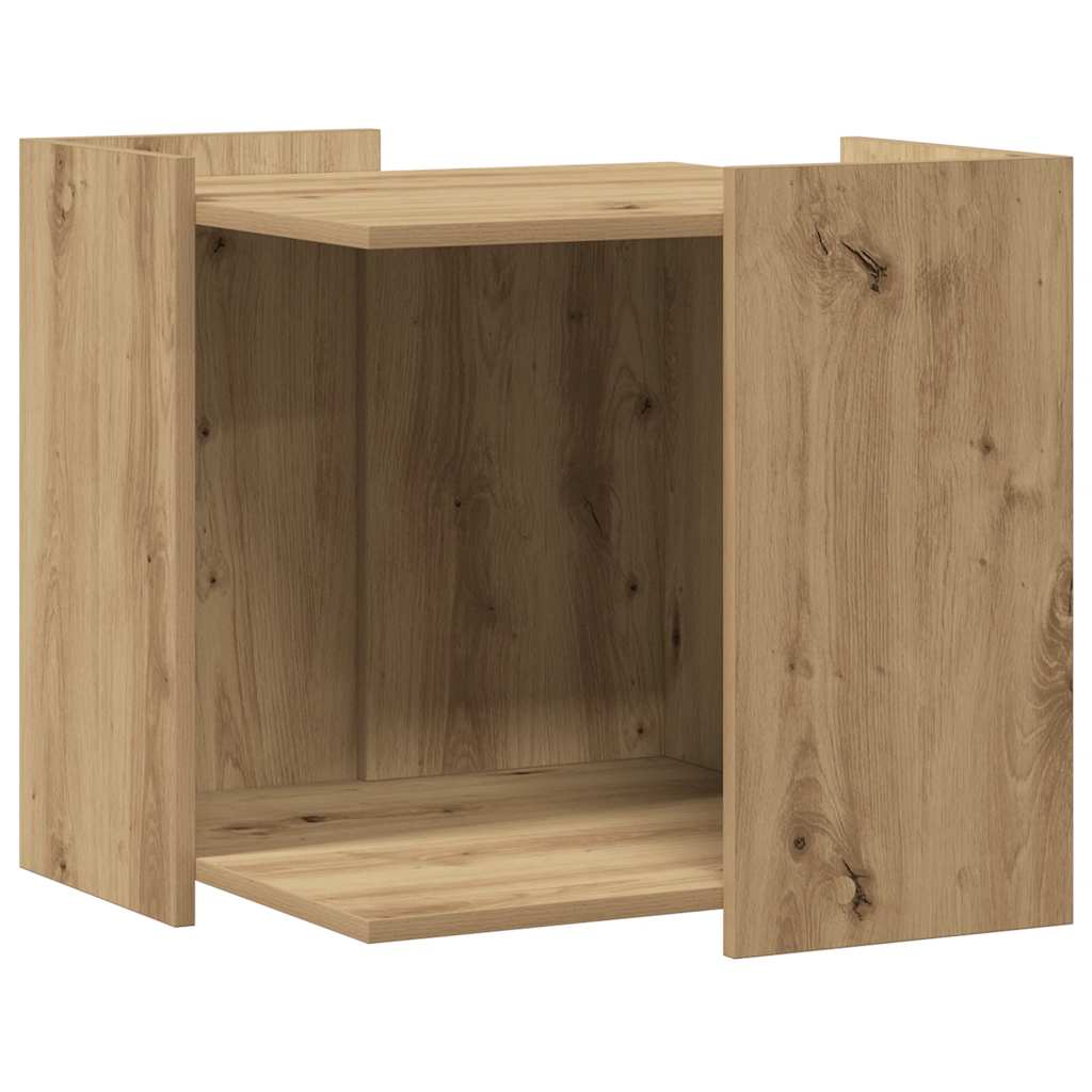 Kézműves tölgy színű szerelt fa macskaalomdoboz 53 x 53 x 51 cm - Image 2