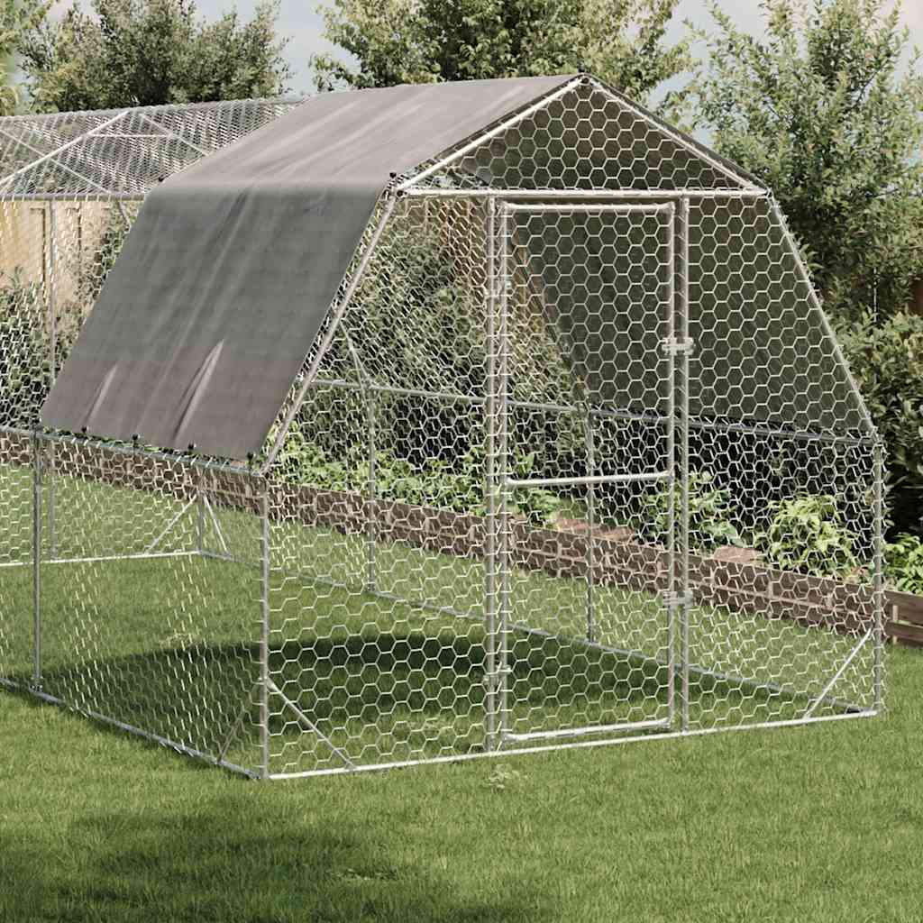 Csirkekifutó tetővel 2,5x6x2,25 m horganyzott acél