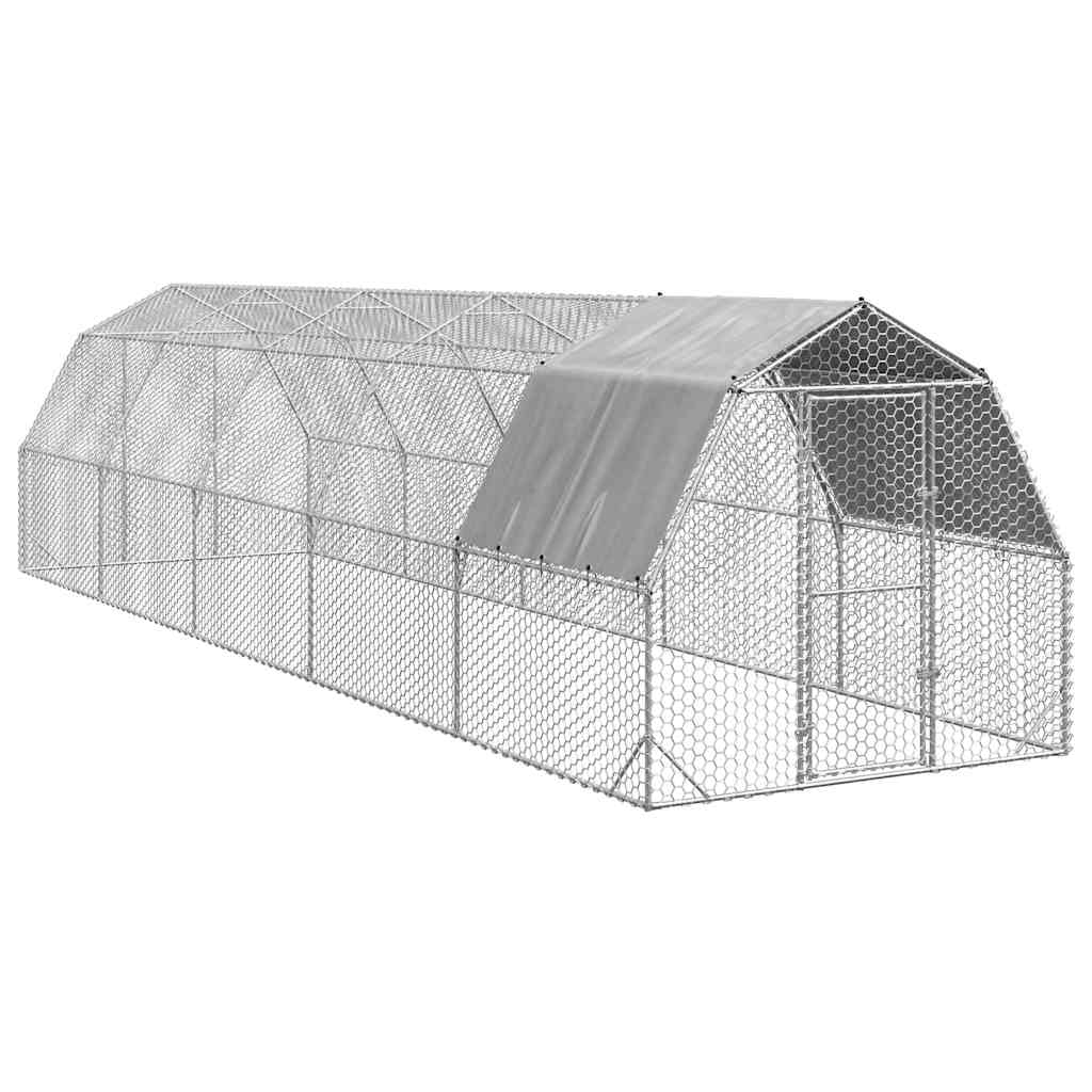 Csirkekifutó tetővel 2,5x10x2,25 m horganyzott acél - Image 2