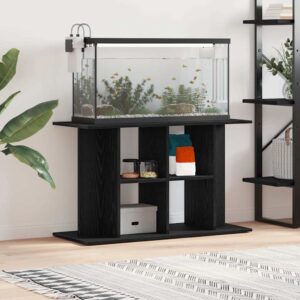 Fekete tölgyfa akváriumállvány 100 x 40 x 60 cm rétegelt fából