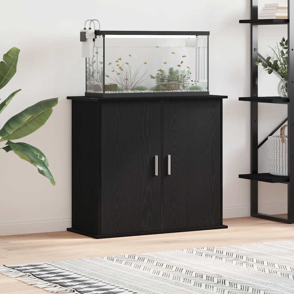 Fekete tölgyfa akváriumállvány 81 x 36 x 73 cm