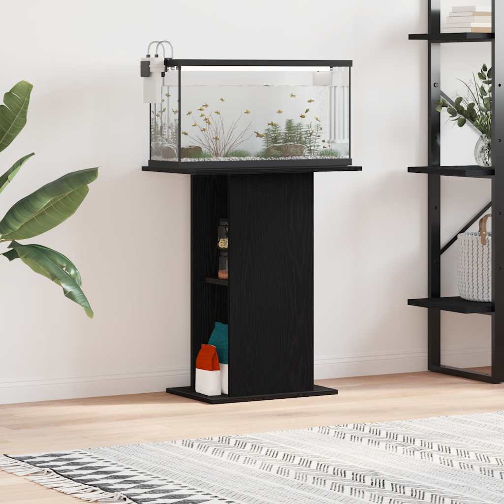 Fekete tölgy szerelt fa akváriumi állvány 60,5x36x72,5 cm