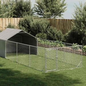Horganyzott acél kültéri kutyafuttató kifutóval 6x2x1,5 m