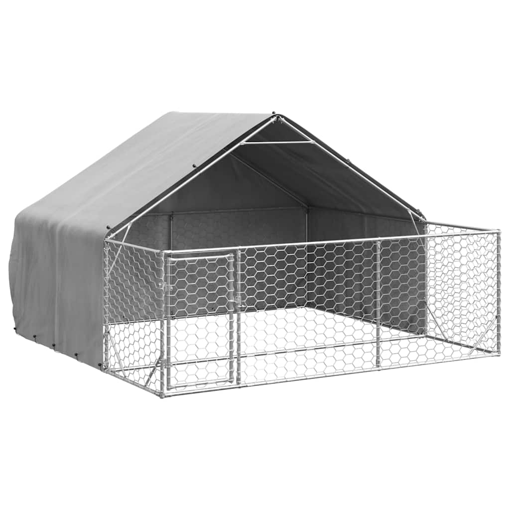 Horganyzott acél kültéri kutyafuttató kifutóval 3x3x1,9 m - Image 2