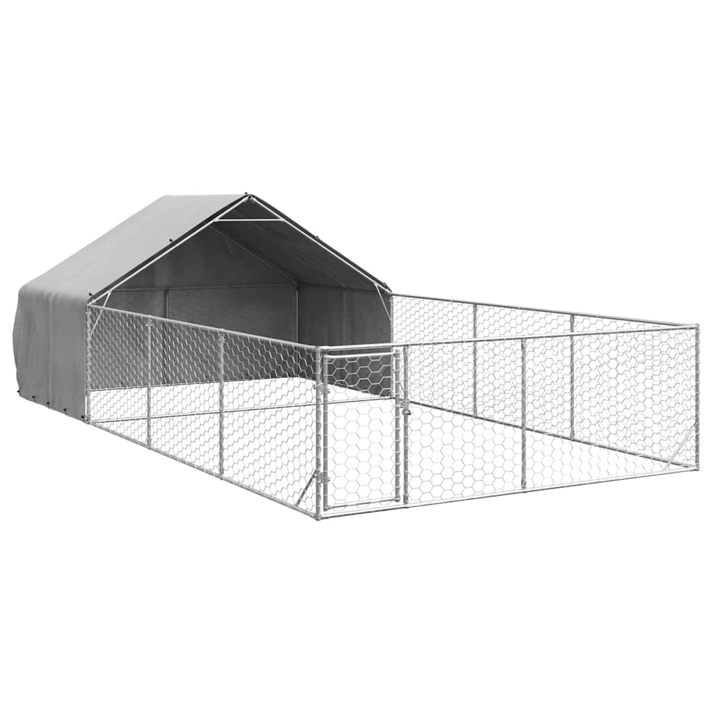 Horganyzott acél kültéri kutyafuttató kifutóval 7x3x1,9 m - Image 2