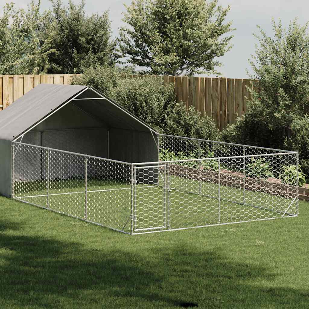 Horganyzott acél kültéri kutyafuttató kifutóval 7x3x1,9 m