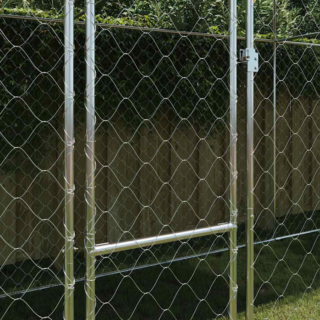 Kutya ketrec tetővel Ezüst 800 x 200 x 256 cm Acél és PE - Image 3