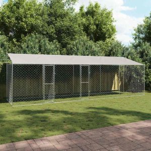 Kutya ketrec tetővel Ezüst 800 x 200 x 256 cm Acél és PE