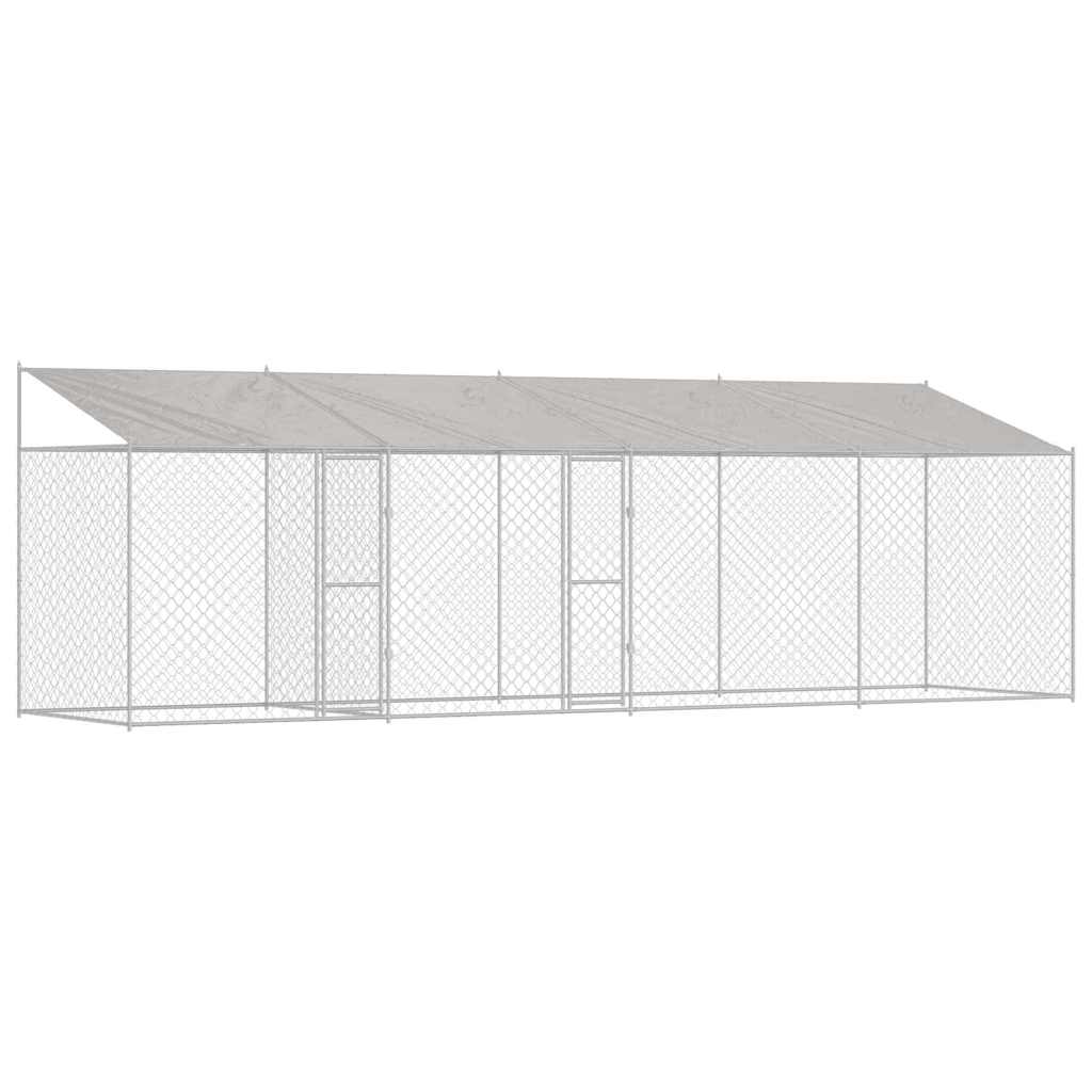 Kutya ketrec tetővel Ezüst 800 x 200 x 256 cm Acél és PE - Image 2