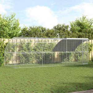 Tyúkketrec 1 ajtóval 3 db Ezüst 600x200x200 cm Acél és PE