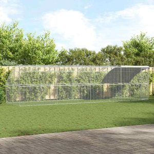 Csirkeketrec 4 db Ezüst 800 x 200 x 200 cm Acél és PE