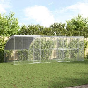 3 ajtós csirkeól 3 db Ezüst 600x200x200cm Acél és PE