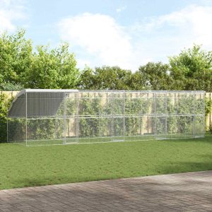 Csirkeketrec 4 db Ezüst 800 x 200 x 200 cm Acél és PE