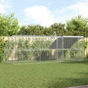 Csirkeól 2 ajtóval 3 db Ezüst 600x200x200cm Acél és PE