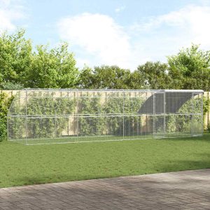Csirkeketrec 4 db Ezüst 800 x 200 x 200 cm Acél és PE