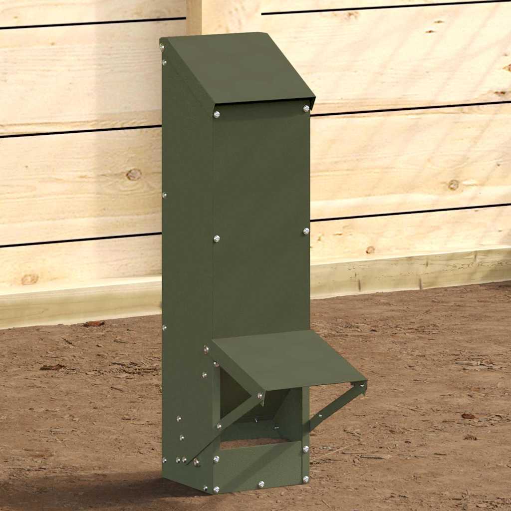 Csirke etető Olajzöld 13 x 12 x 51 cm Hidegen Hengerelt Acél - Image 4