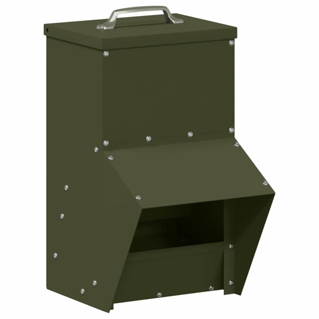 Csirke etető Olajzöld 20 x 25 x 35 cm Hidegen Hengerelt Acél - Image 2